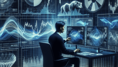 A hyperrealistic depiction of a financial trader, deeply focused on analyzing intricate market data displayed on a high-tech computer screen. Surround